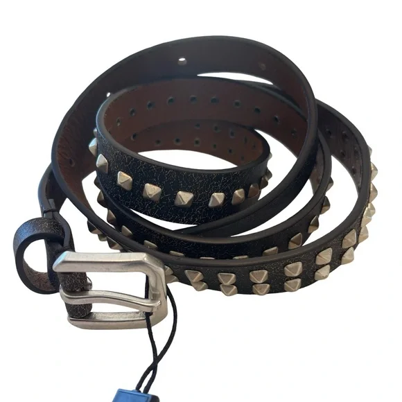 NEW! The Kooples Brown Leather Silver Studded Belt Punk Rock Size 2 NWT NEW! The Kooples Brown Leather Silver Studded Belt Punk Rock  main image 4